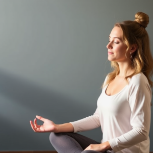 a woman sitting in a yoga pose